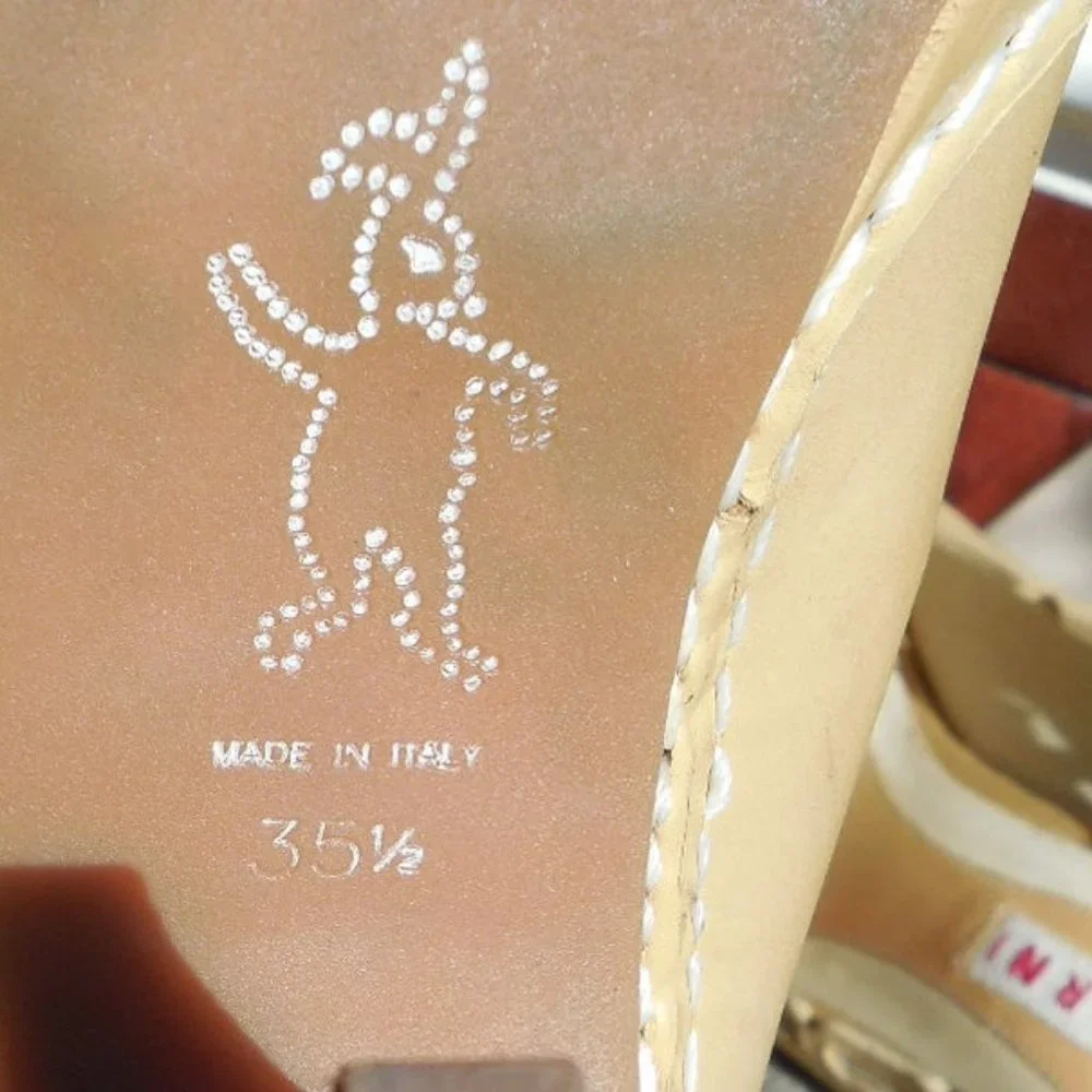 Marni Cutout Nude Leather Pumps Almond Toe High Heels EU 35.5 US 5 5.5 Italian